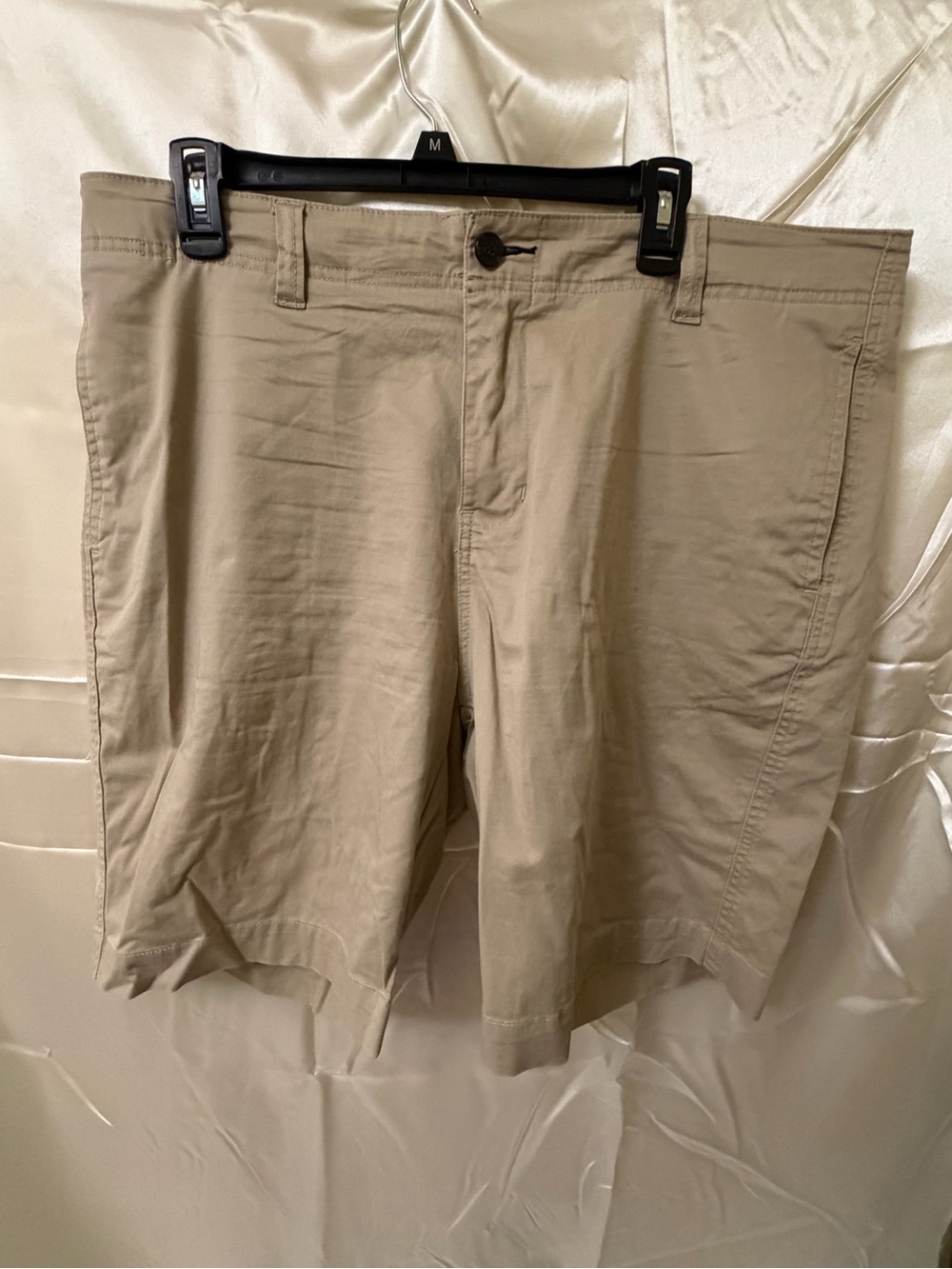 1897 Garment Men’s Khaki Chino Shorts Size 38 Stretch Casual Flat Front Tan